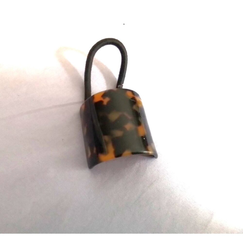 Vintage Tortoiseshell Hair Tie with Curved Accent, Classic Elastic Hair Band